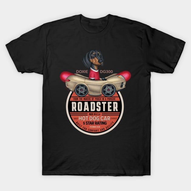 Dachshund Roadster Hot Dog Car T-Shirt by Danny Gordon Art